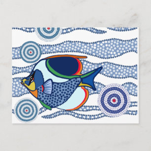 Cartão Postal Aboriginal Dot Art Fish-01