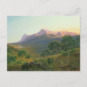Cartão Postal aborígines de um incêndio antes do Monte William
