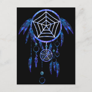 Cartão Postal Aborrecedor de Sonhos Tribal Azul Luminescente
