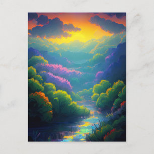 Cartão Postal Abraçar a Mágica da Floresta em Dusk