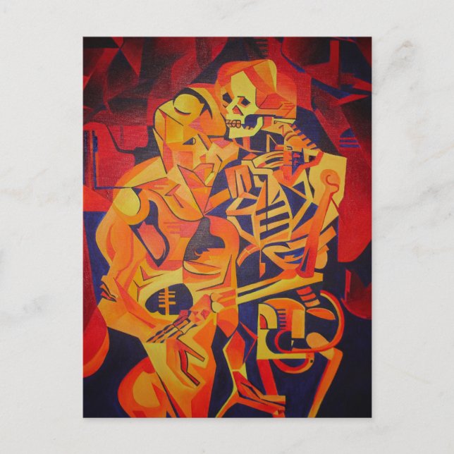 Cartão Postal Abraçar Arte Geométrica Colorida à Morte (Frente)