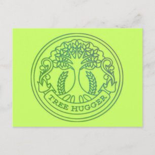 Cartão Postal Abraço de árvore, crachá hippies