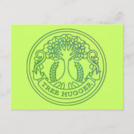 Cartão Postal Abraço de árvore, crachá hippies