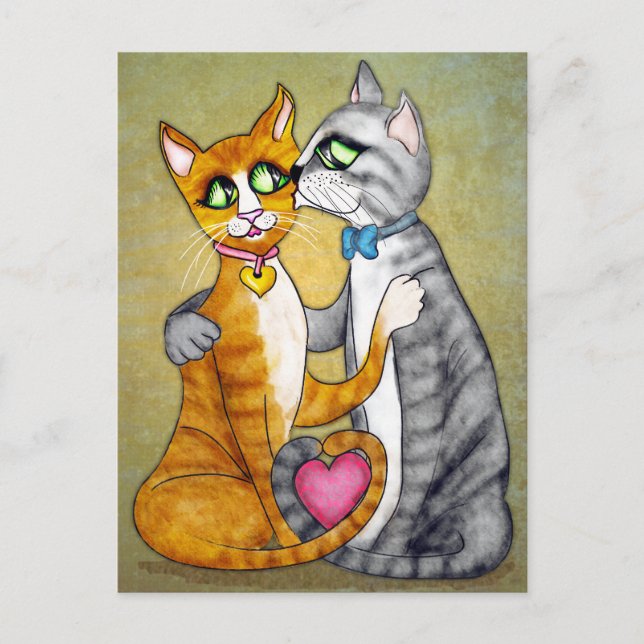 Cartão Postal Abraços e beijos para o amor (Frente)