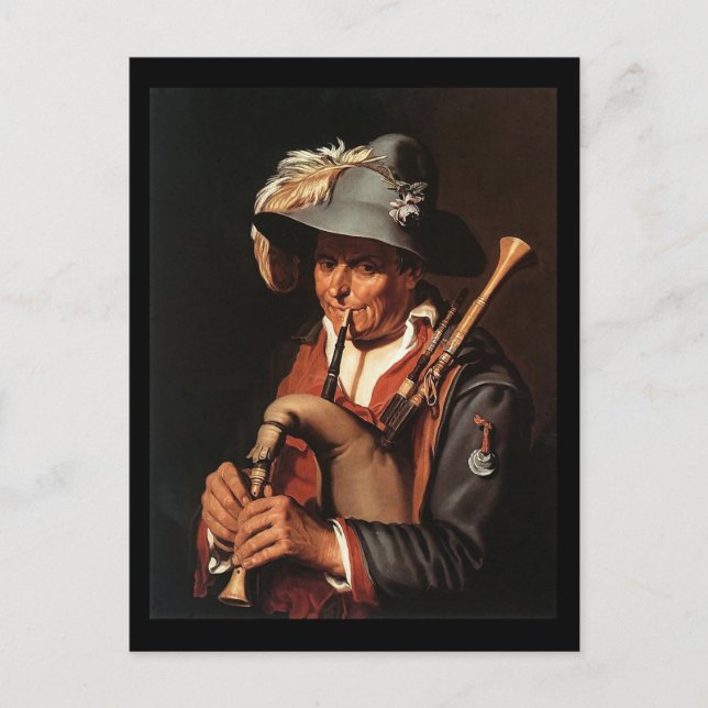 Cartão Postal Abraham Bloemaert O Bagpiper (Frente)