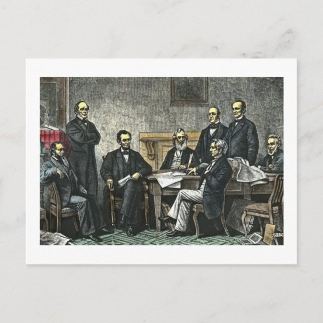 Cartão Postal Abraham Lincoln e seu gabinete (Frente)