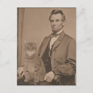 Cartão Postal Abraham Lincoln e seu gato "Gloria"
