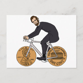 Cartão Postal Abraham Lincoln Em Uma Bicicleta Com Garrafa De Ro
