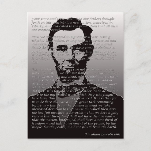 Cartão Postal Abraham Lincoln Gettysburg Endereço (Frente)