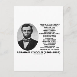Cartão Postal Abraham Lincoln House Divided Não Pode Ser Citada
