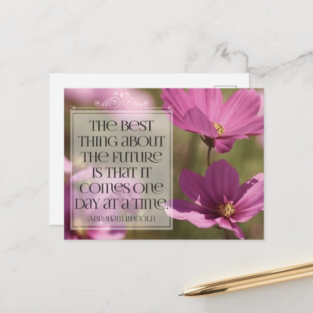 Cartão Postal Abraham Lincoln Inspirational Cote "O futuro" (Frente/Verso In Situ)