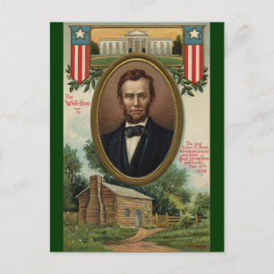 Cartão Postal Abraham Lincoln & Log Cabin em Kentucky