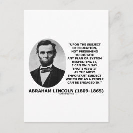 Cartão Postal Abraham Lincoln Sobre O Tema Da Educação