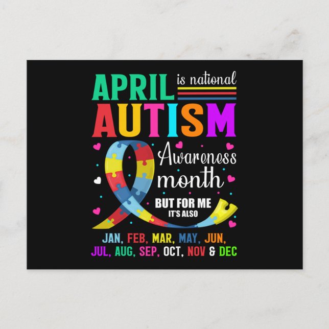 Cartão Postal Abril é Mês de Consciência do Autismo Nacional (Frente)