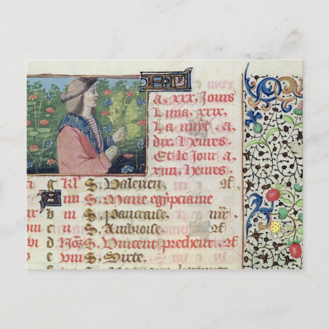 Cartão Postal Abril: Escolhendo Flores (Frente)