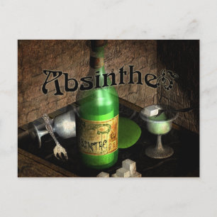 Cartão Postal Absinhe a bandeja com vida estática