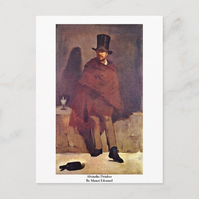 Cartão Postal Absinthe Drinker Por Manet Edouard (Frente)