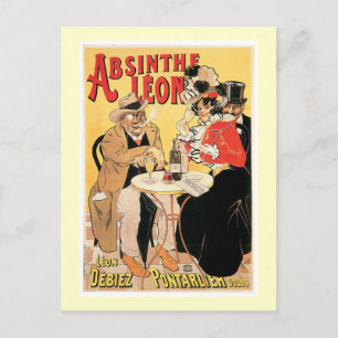 Cartão Postal Absinthe Leon Vintage Wine Bean Ad Art
