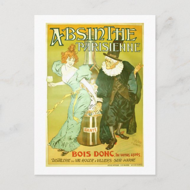 Cartão Postal Absinthe Parisienne Gélis-Didot Maltest Fine Art (Frente)
