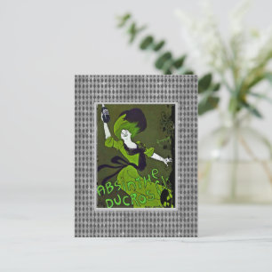 Cartão Postal Absinto em anúncio verde vintage borda de harlequi