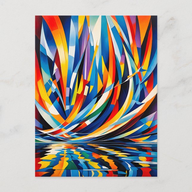 Cartão Postal Abstração de Geometria de Curva Reflexiva (Frente)