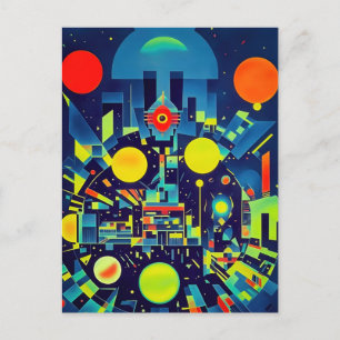 Cartão Postal Abstração Mecânica Vigiando Você