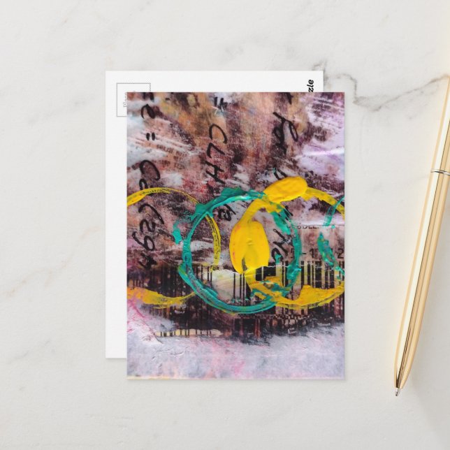 Cartão Postal abstract collage circles  (Frente/Verso In Situ)