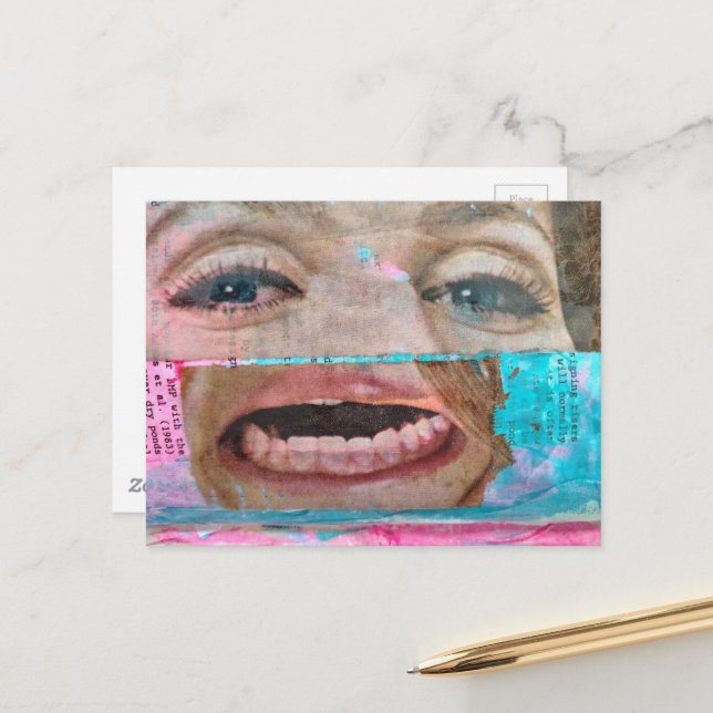 Cartão Postal abstract collage with a eyes and mouth (Frente/Verso In Situ)