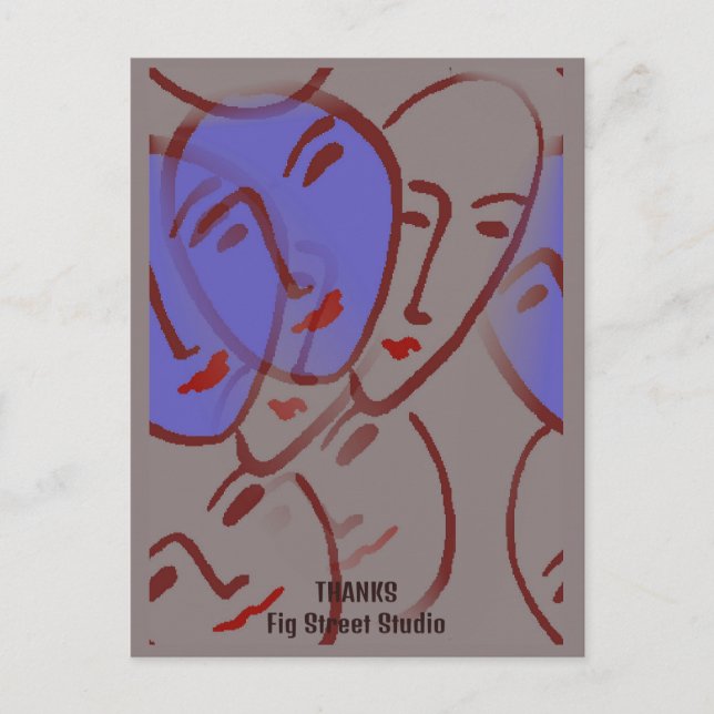 Cartão Postal Abstract Faces, Fig Street Studio (Frente)