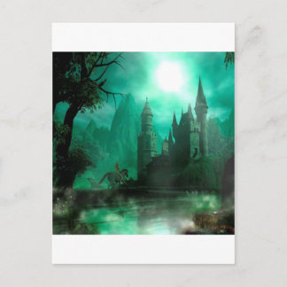 Cartão Postal Abstract Fantasy Jade Moonlight Castle