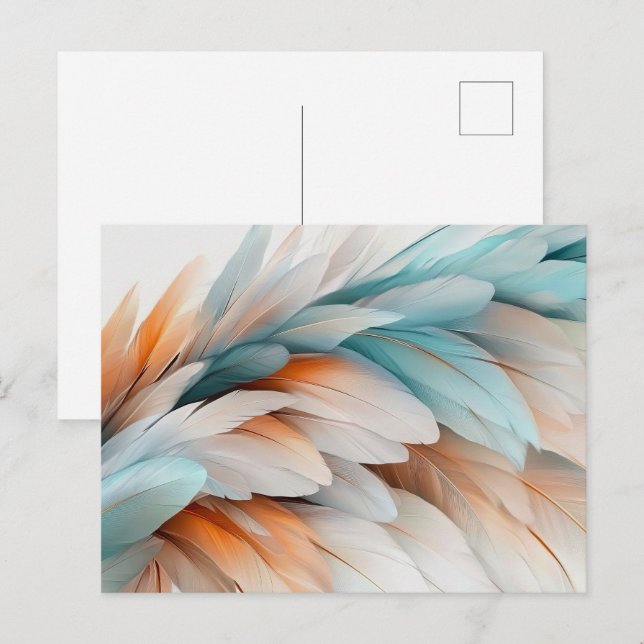 Cartão Postal Abstract Feather Flow – Soft Elegance (Frente/Verso)