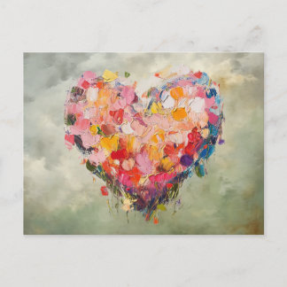 Cartão Postal Abstract Heart Flowers Impressionist Postcard