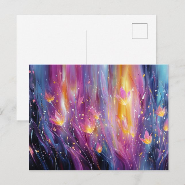 Cartão Postal Abstract luminous floral explosion (Frente/Verso)