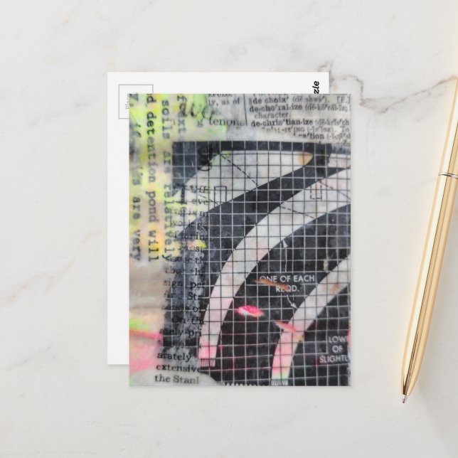 Cartão Postal Abstract mixed media collage  (Frente/Verso In Situ)