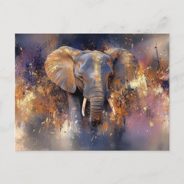 Cartão Postal Abstrakte Aquarell Illustration eines Elefanten (Frente)