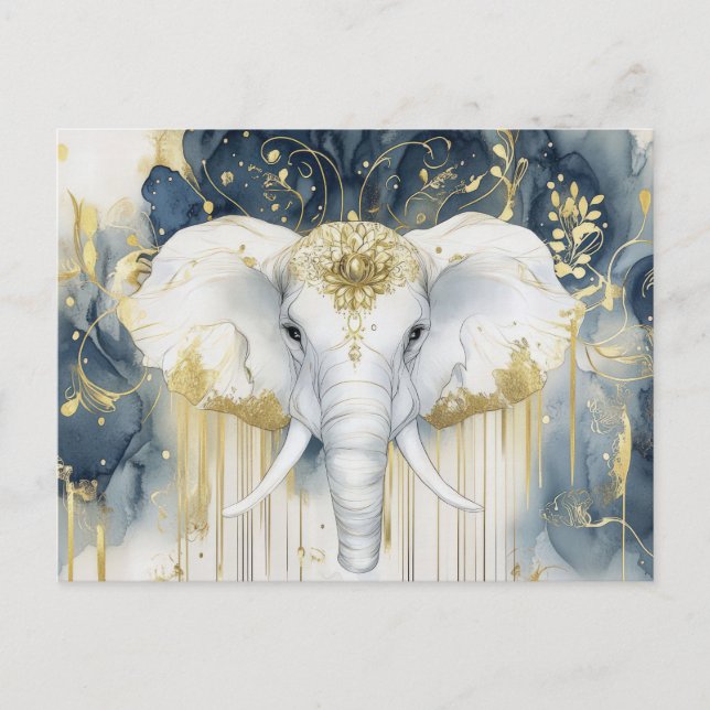 Cartão Postal Abstrakte Aquarell Illustration eines Elefanten (Frente)