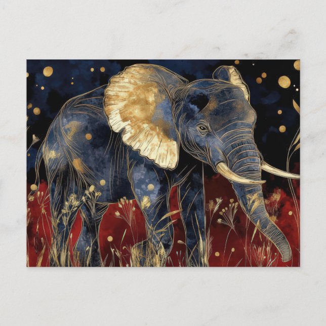 Cartão Postal Abstrakte Aquarell Illustration eines Elefanten (Frente)