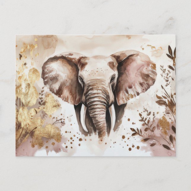 Cartão Postal abstrakte Aquarell Illustration eines Elefanten (Frente)