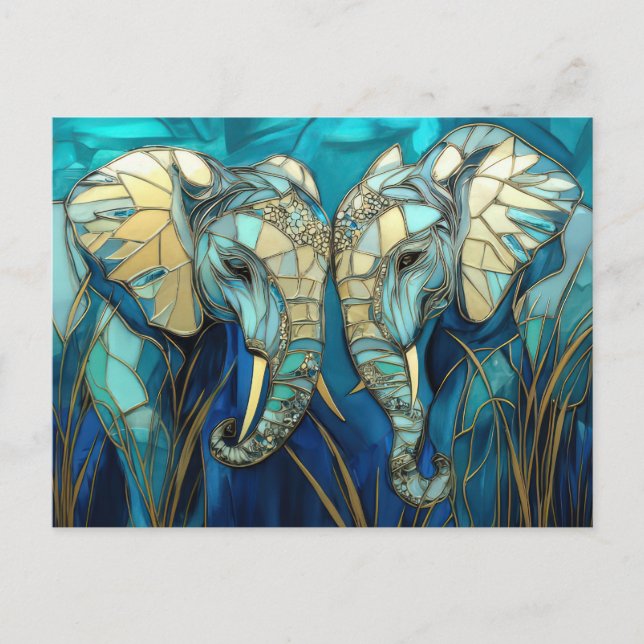 Cartão Postal Abstrakte Aquarell Illustration eines Elefanten (Frente)