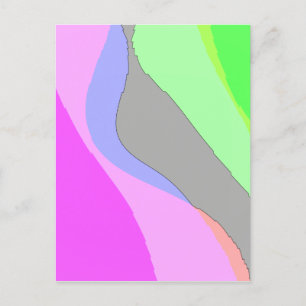 Cartão Postal Abstrato 703 - Cor-De-Rosa E Verde