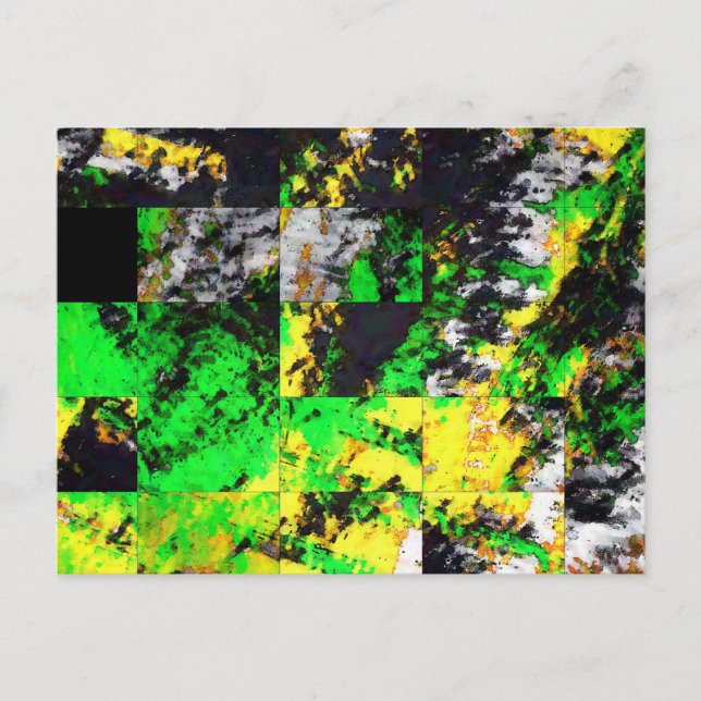 Cartão Postal Abstrato amarelo verde impressionante Trabalho de  (Frente)