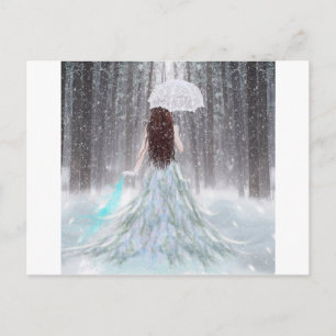 Cartão Postal Abstrato Angel Winter Snow Princess