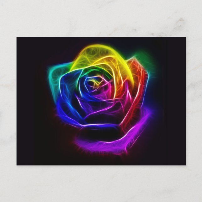 Cartão Postal Abstrato Art Rainbow Rosa (Frente)