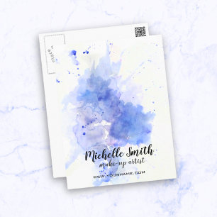 Cartão Postal Abstrato azul-aquarela esboço de cárter de compo