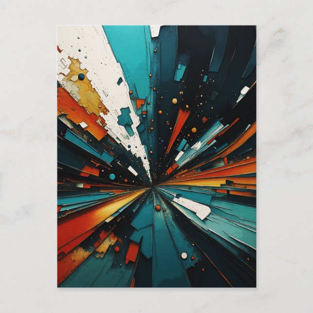 Cartão Postal Abstrato Azul E Laranja 607 (Frente)