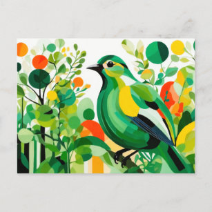 Cartão Postal Abstrato Bird Em Uma Ramificação