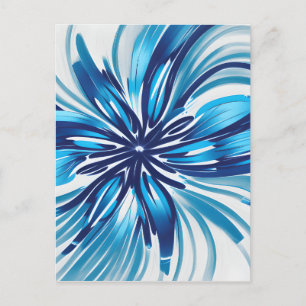 Cartão Postal Abstrato Blue Flower Art Deco