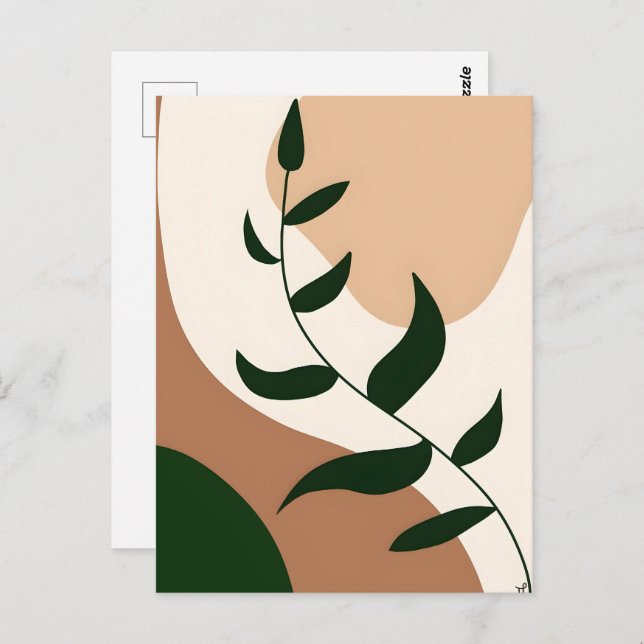 Cartão Postal Abstrato Boho e Arranque moderno do clipe 2026 (Frente/Verso)