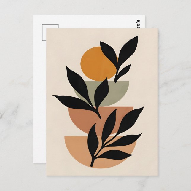 Cartão Postal Abstrato Boho e Arte de Clipe Moderna Imprimíveis (Frente/Verso)