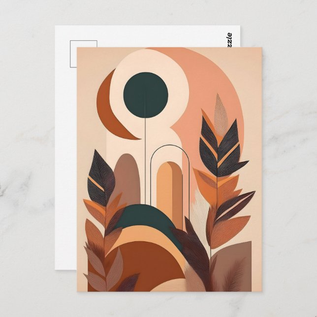 Cartão Postal Abstrato Boho e Arte de Clipe Moderna Imprimíveis (Frente/Verso)